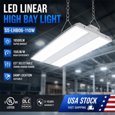 Lampu Highbay LED Linear 300W CCT Power Selectable 45000lm UL DLC Premium Anti-Korosi WF1 untuk Gudang Gym Pabrik